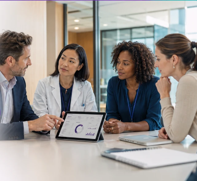 A team collaborating around a table